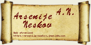 Arsenije Neškov vizit kartica